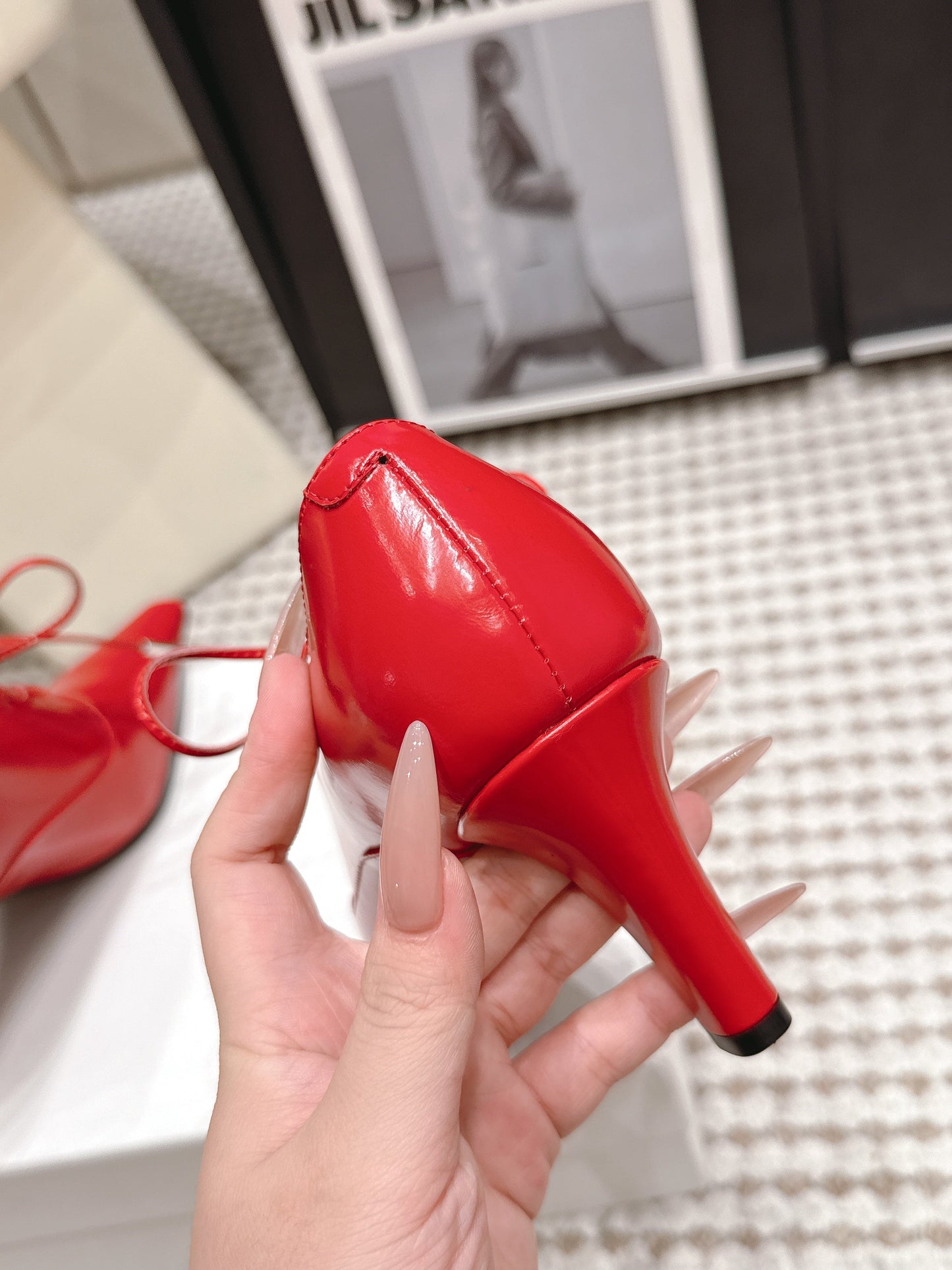 Celine 26 Square Toe Lace-up Oxford Heels 85 Red in Lambskin 813302