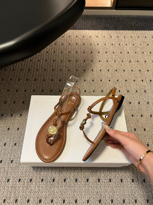 Celine 26ss Penny Thong Flat Sandals Goatskin Leather