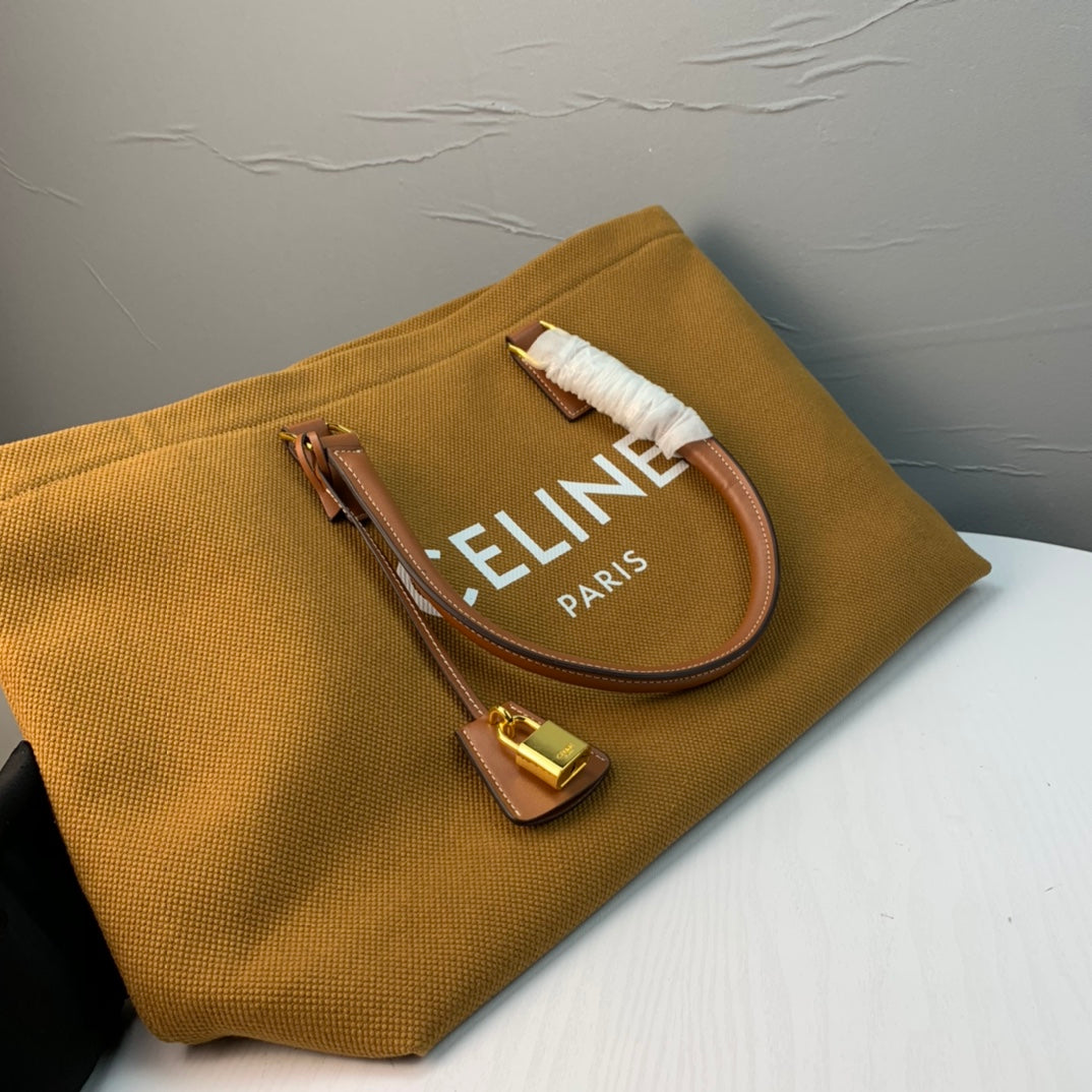 Celine Cabas Tote Brown Canvas 142093