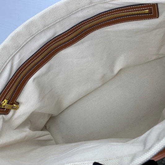 Celine Cabas Tote Cream Canvas 142094