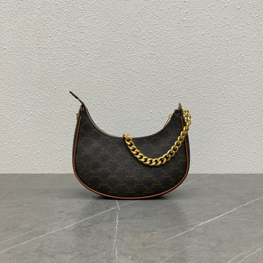Celine Ava Bag Triomphe Black Brown Canvas & Calfskin