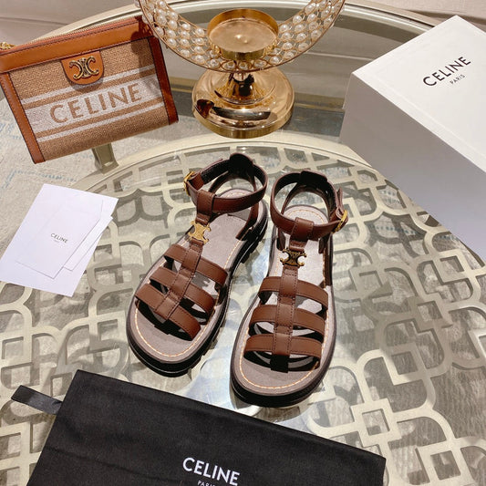 CL Clea Triomphe Gladiator Sandal 40mm Brown Calfskin 600375