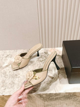 CC 26s Flower High Heel Slippers 85 Sheepskin 658383