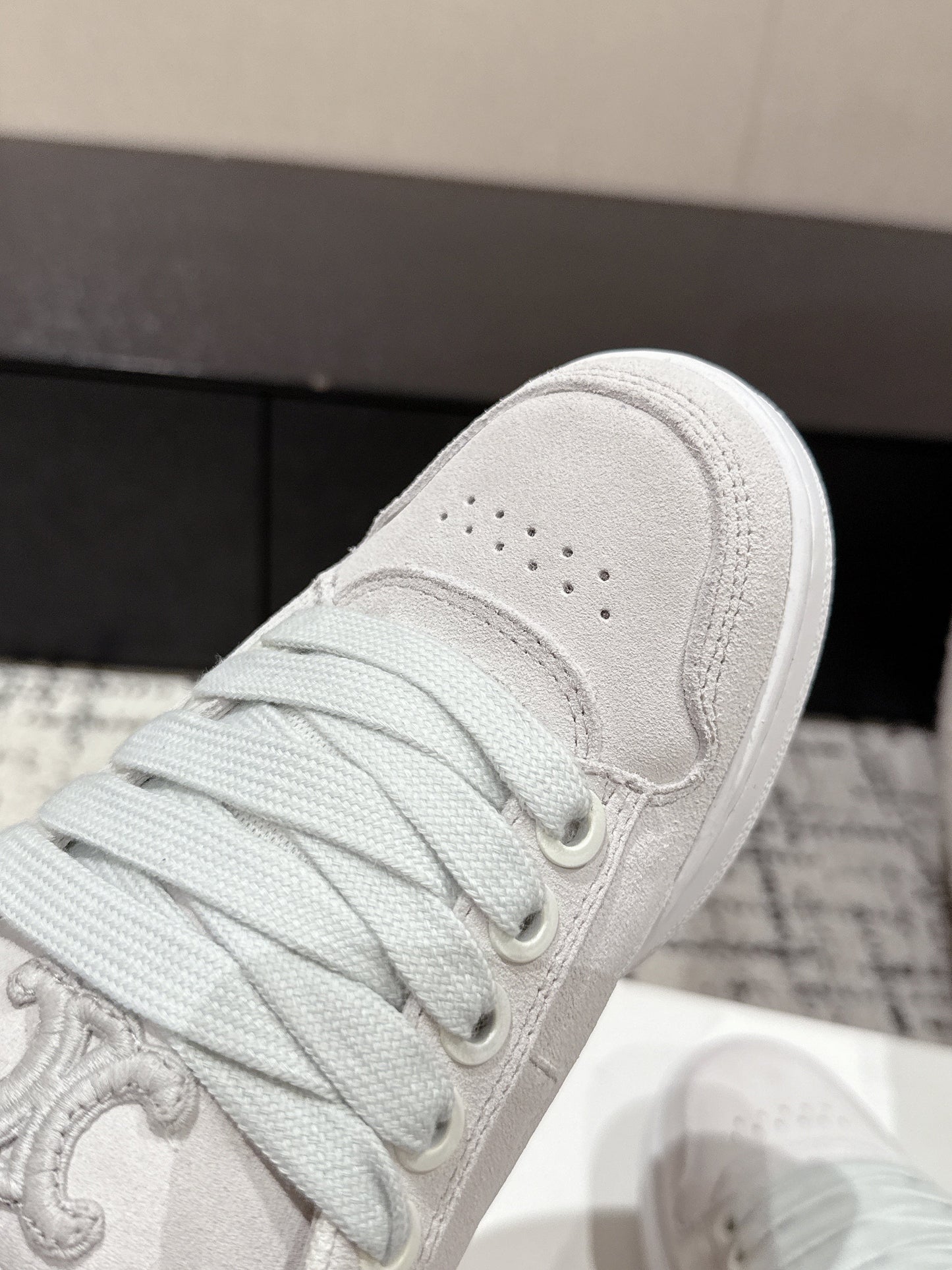 CELINE 25C Huntington Low Top Sneaker White Suede 232344