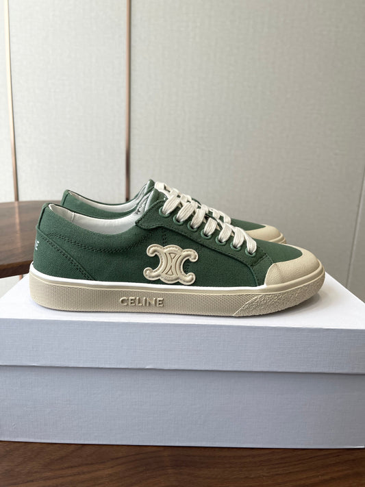 Celine Alan Sneakers Teal Green Canvas Rubber 790669