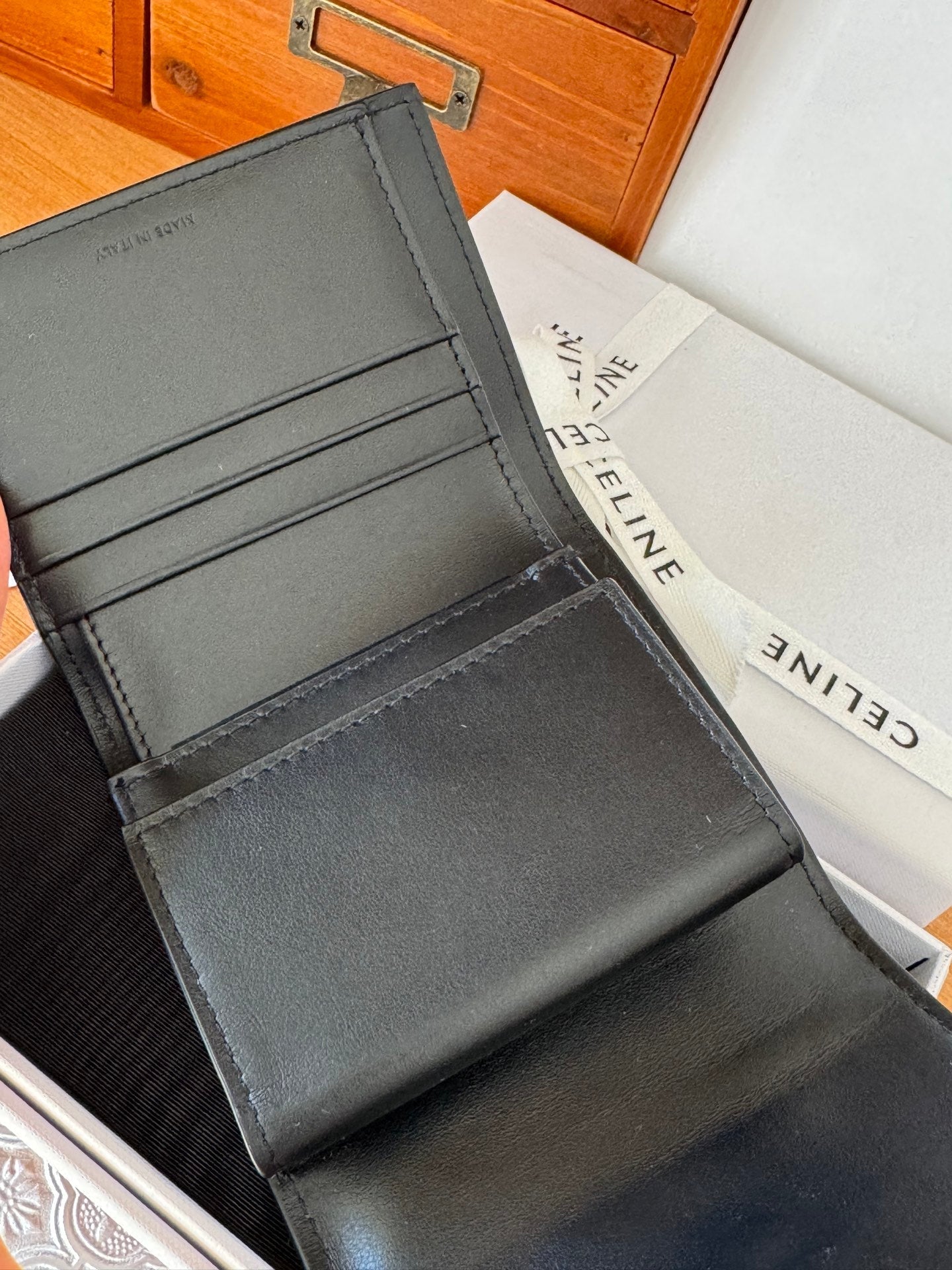 TRIOMPHE 10 CALFSKIN WALLET BLACK SLIVER