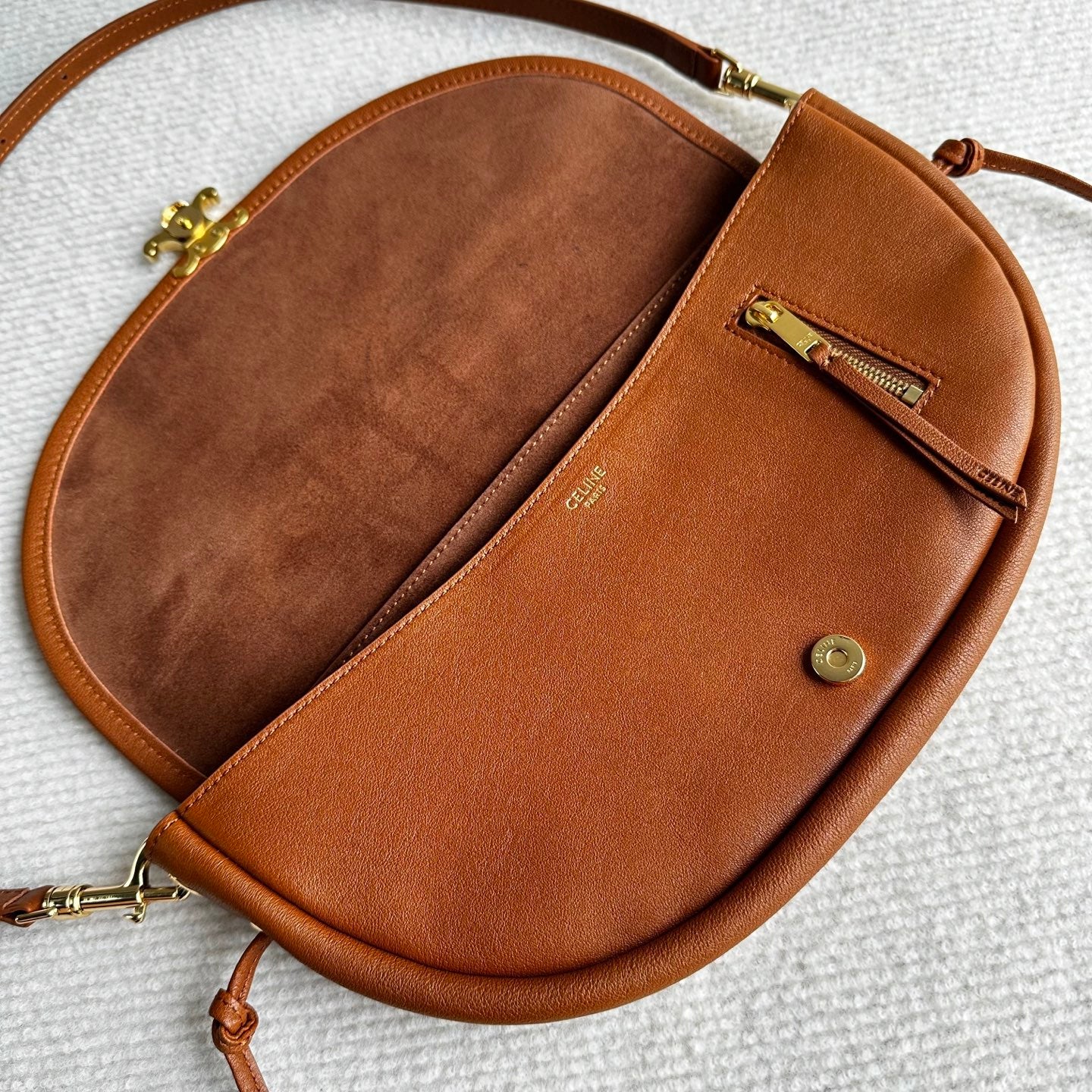 Celine Halfmoon Triomphe Small Bag 25cm Brown Lambskin
