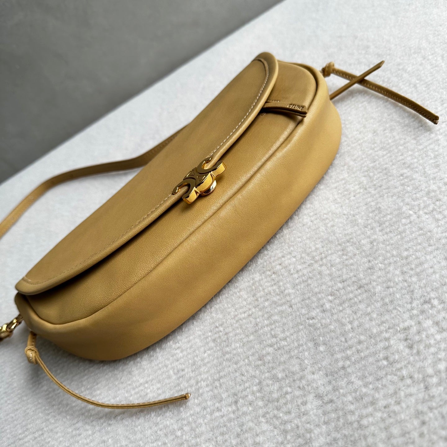 Celine Halfmoon Triomphe Small Bag 25cm Beige Lambskin