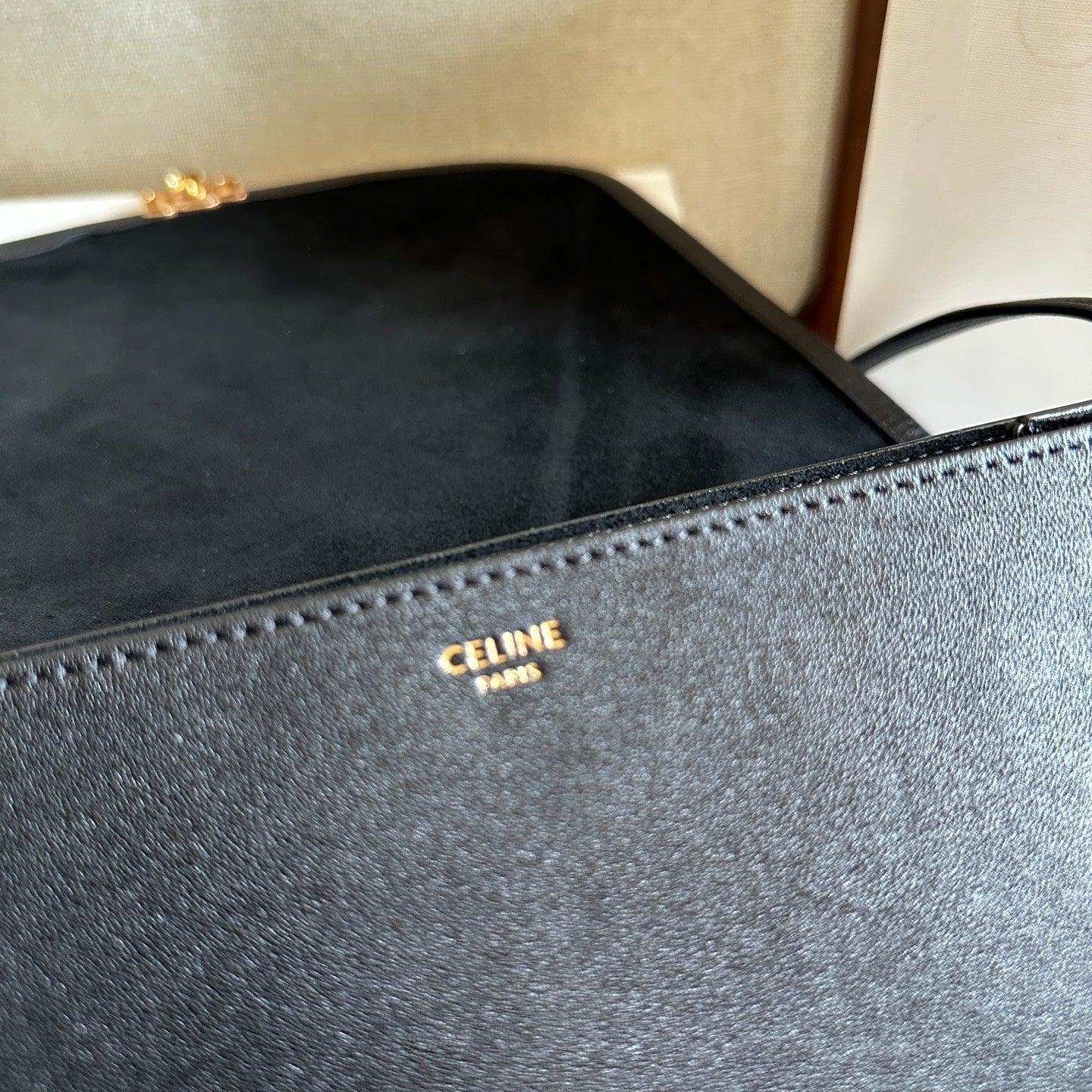 Celine Besace Soft Triomphe Bag Black Lambskin