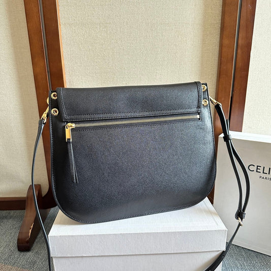 Celine Besace Soft Triomphe Bag Black Lambskin