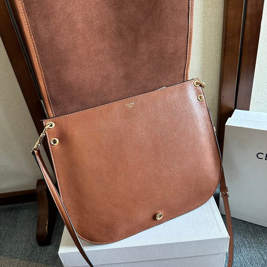Celine Besace Soft Triomphe Bag Brown Lambskin
