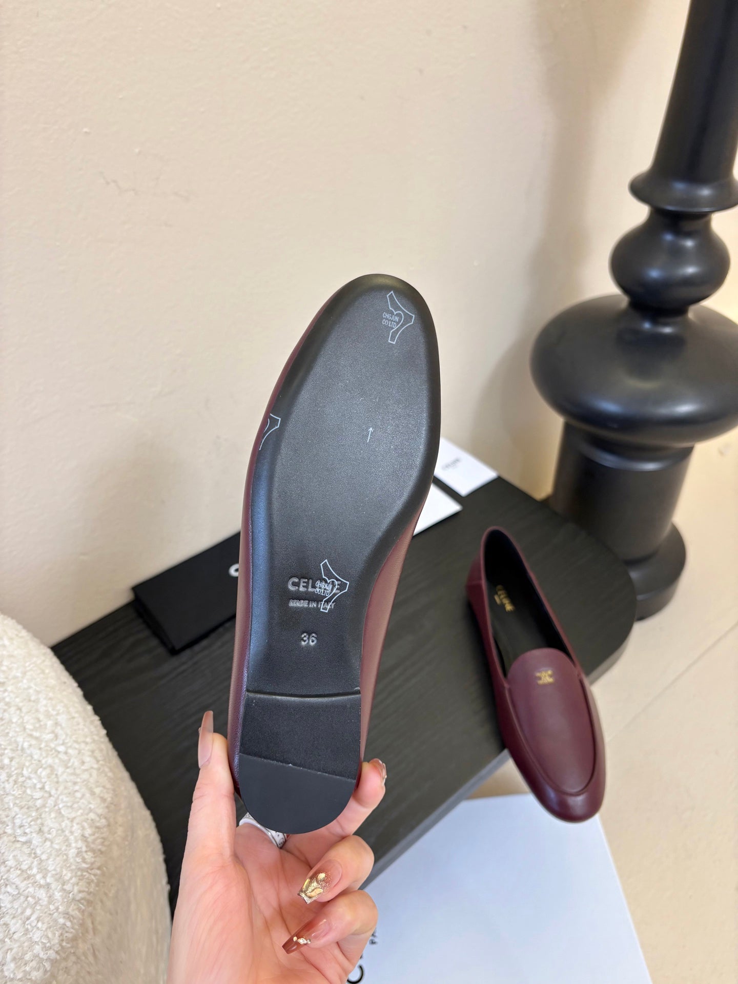 Celine Aura Loafer Burgundy Goatskin 606416