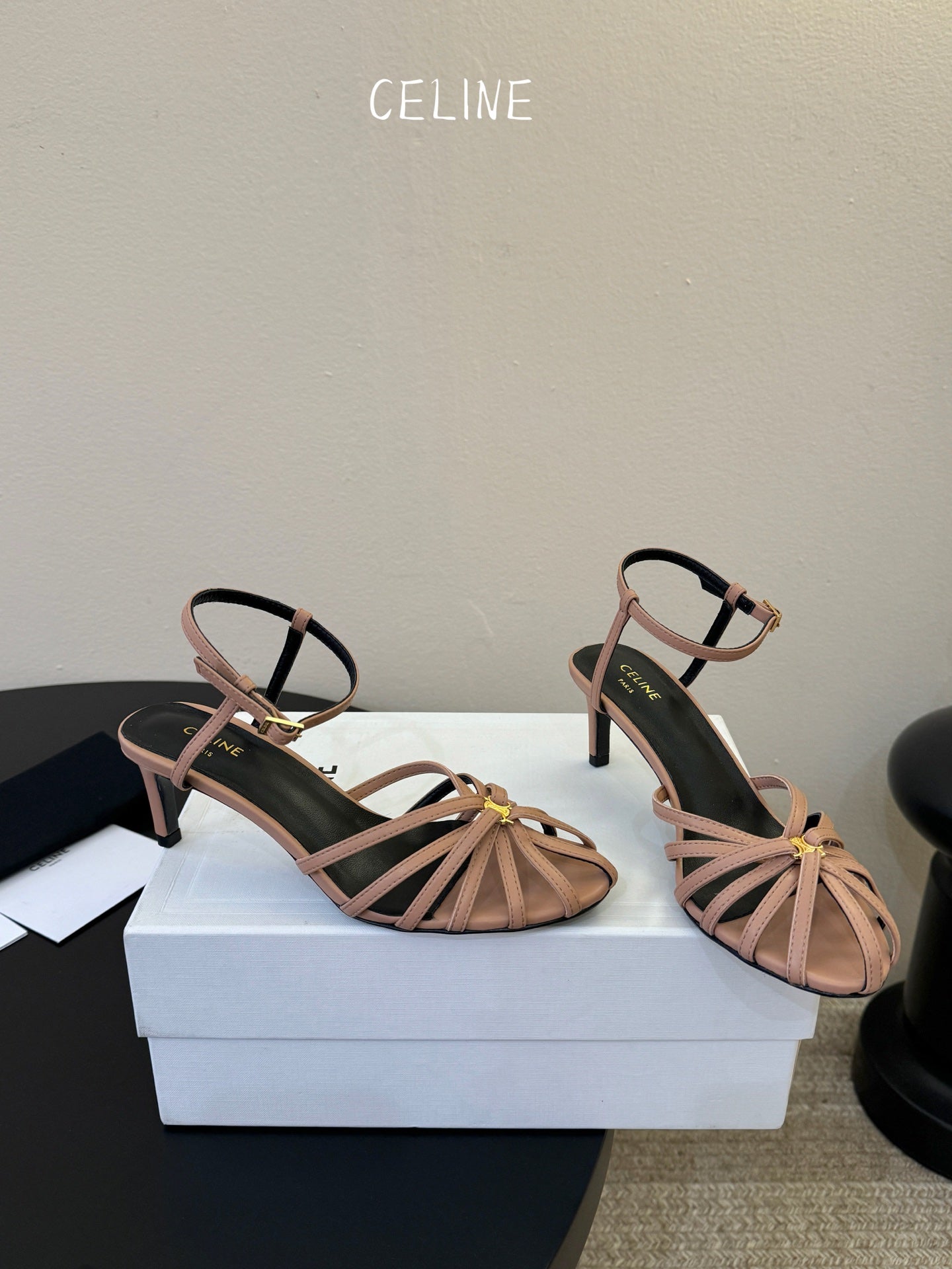 Celine Triomphe Sandal 6.5cm Brown Lambskin 835893