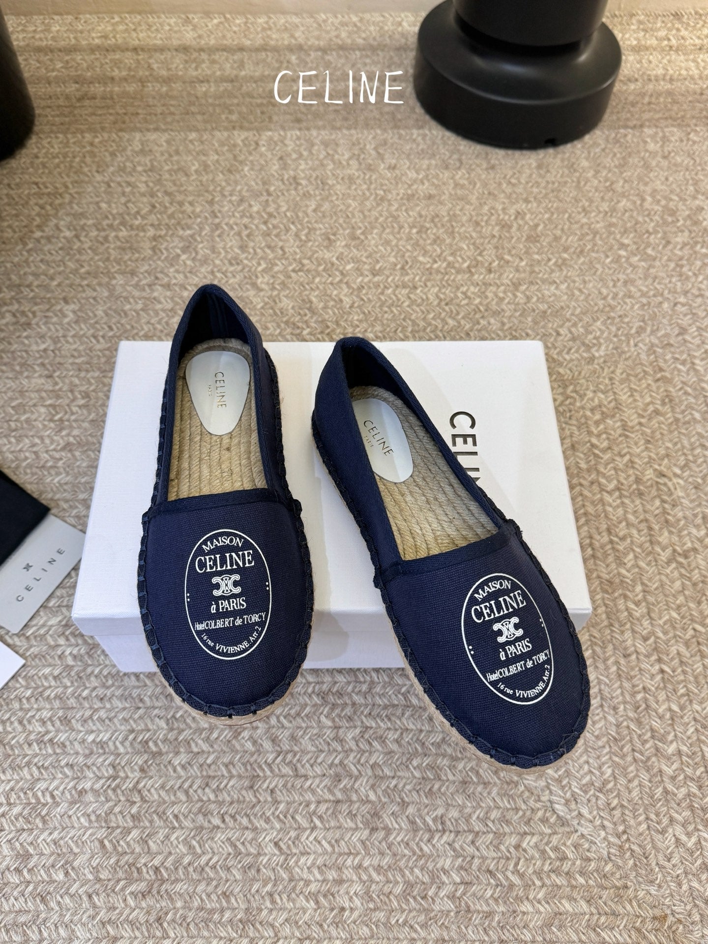 Celine Maison Espadrilles Dark Blue Canvas 835905