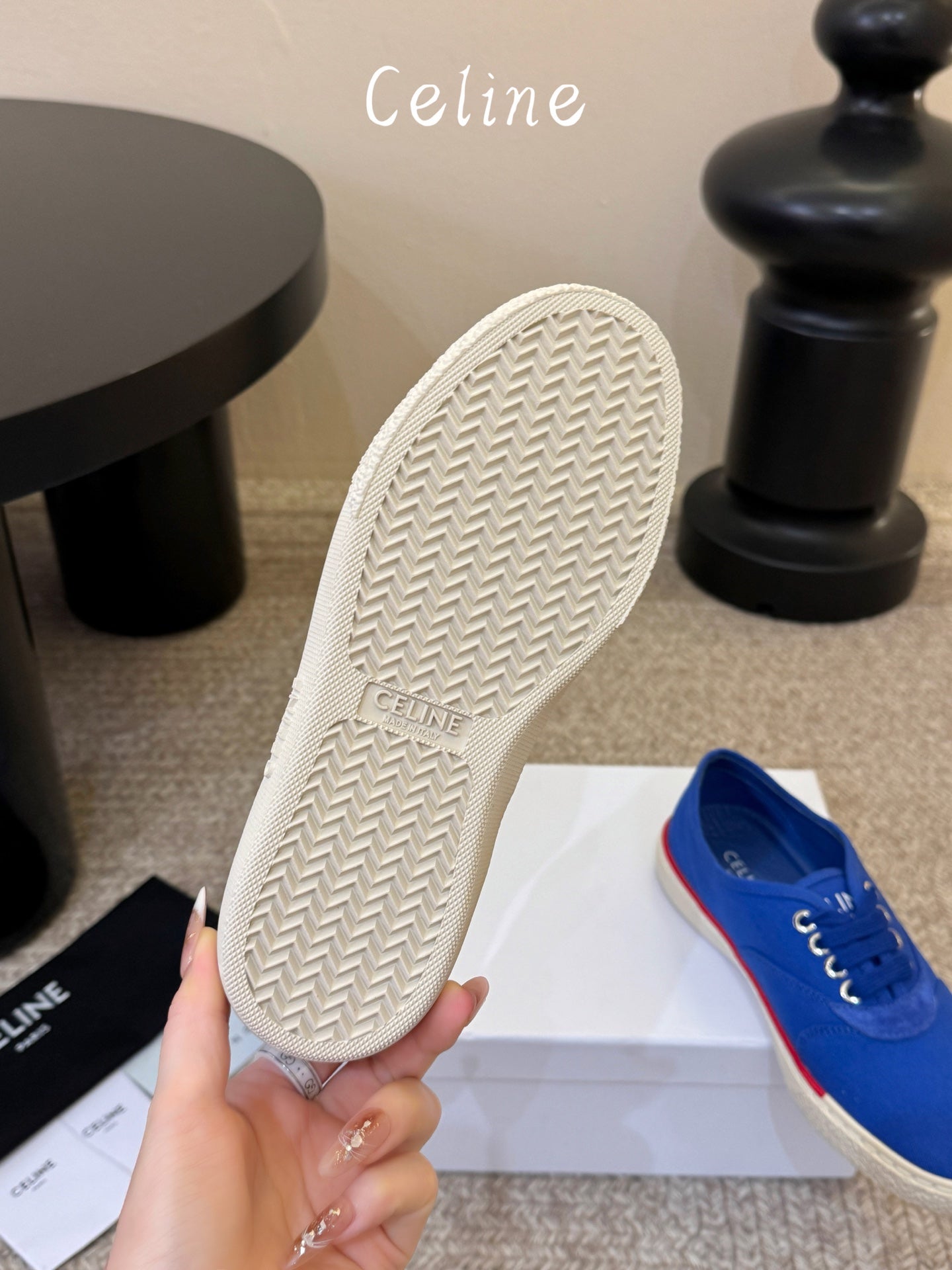 Celine Alan Sneaker Blue Canvas Suede 835908