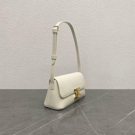 Celine 25CE Diane Shoulder Bag White Glossy Leather
