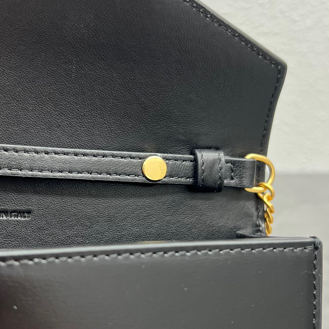 Celine WOC Triomphe Black Cowhide