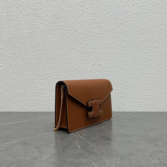 Celine WOC Triomphe Brown Cowhide