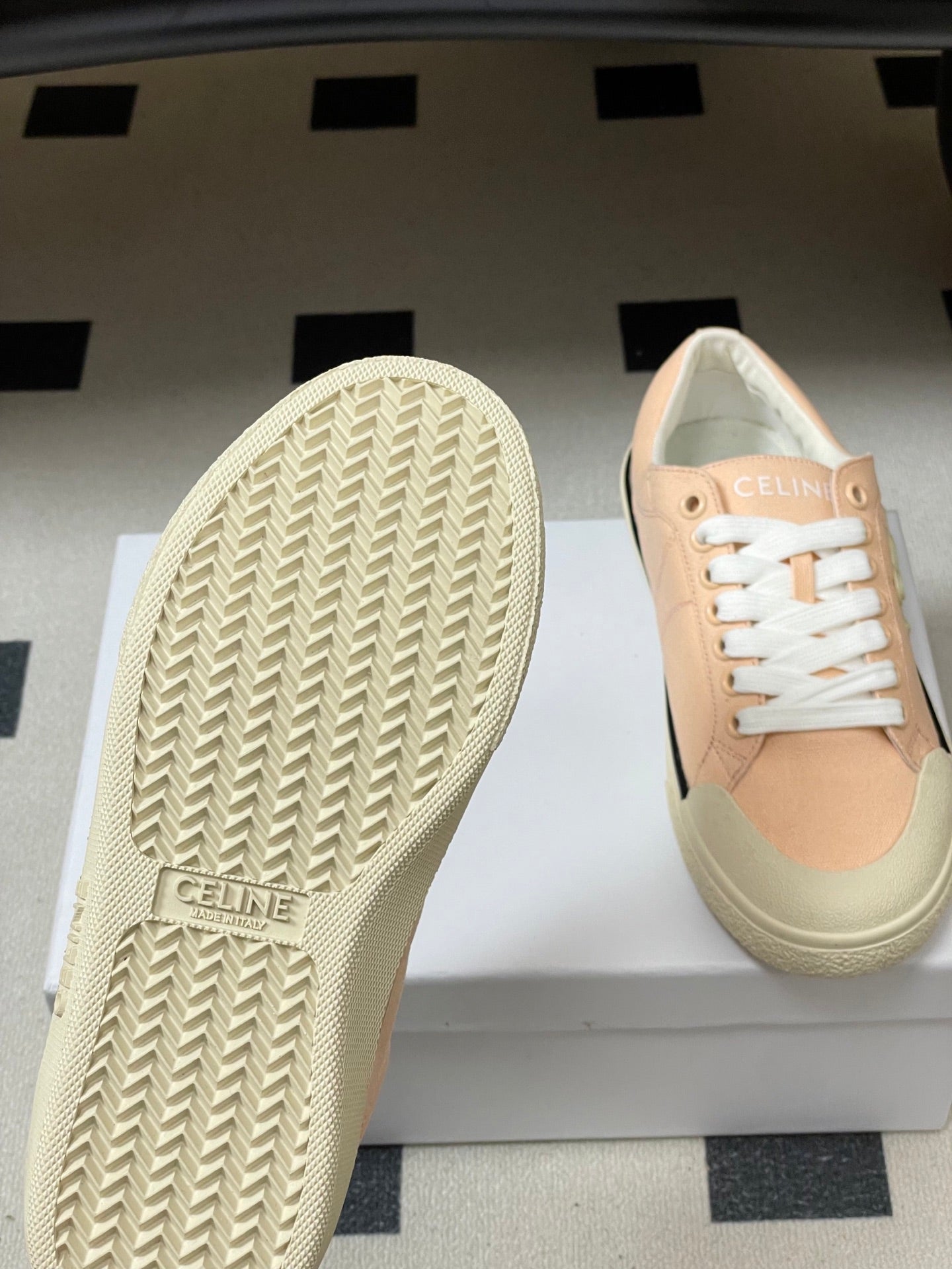 Celine Alan Sneakers Light Pink Ivory Canvas Rubber 701714