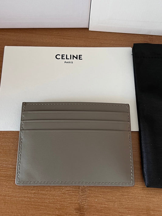 TRIOMPHE Card Holder Grey Cowhide& Fabric GHW