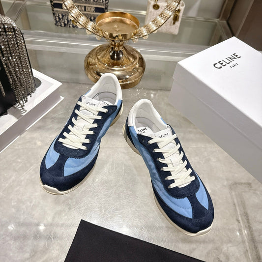 Celine Racer Sneaker Navy Blue Sky Blue Suede Lace 679823