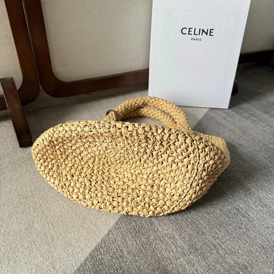 Tote Bag Celine Triomphe 23 In Beige Raffia