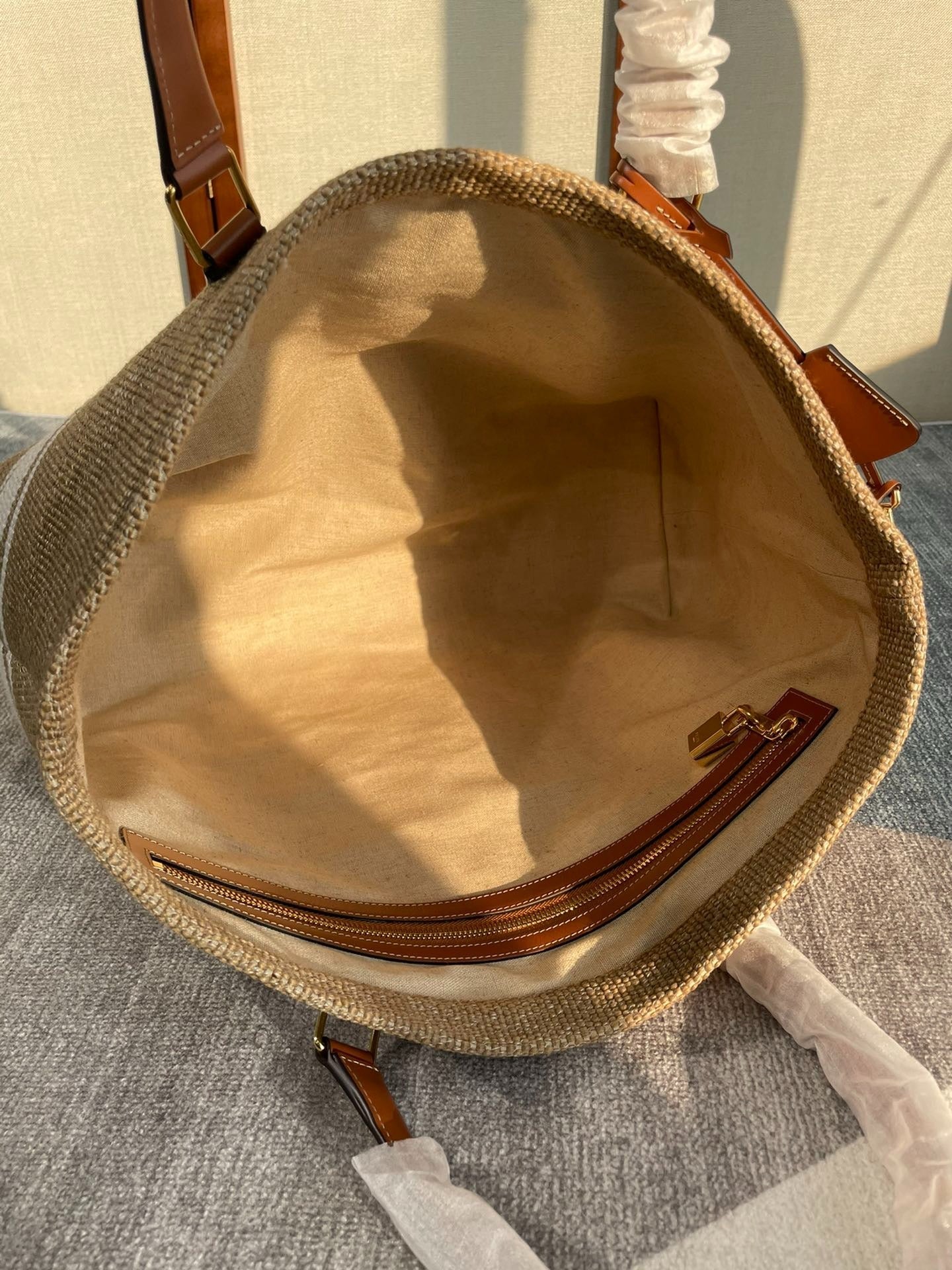 Cabas 44 Printed Canvas Brown White Tote
