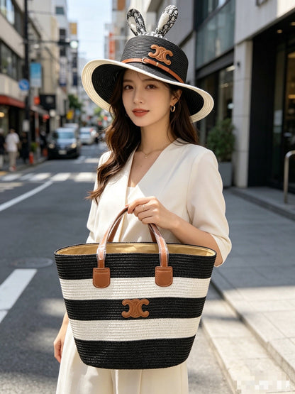 Celine Tote Bag & Hat Set Plant Grass 209745