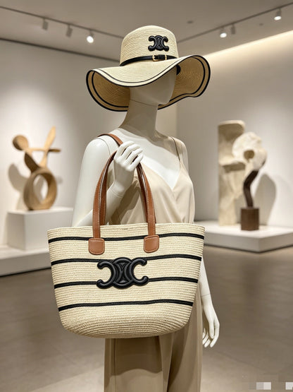 Celine Tote Bag & Hat Set Plant Grass 209736