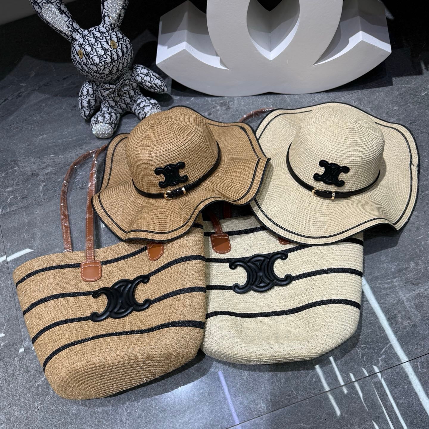 Celine Tote Bag & Hat Set Plant Grass 209736