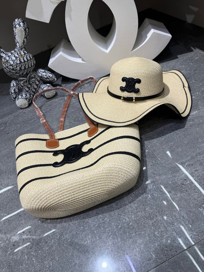 Celine Tote Bag & Hat Set Plant Grass 209736