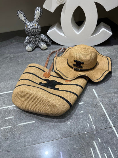Celine Tote Bag & Hat Set Plant Grass 209736