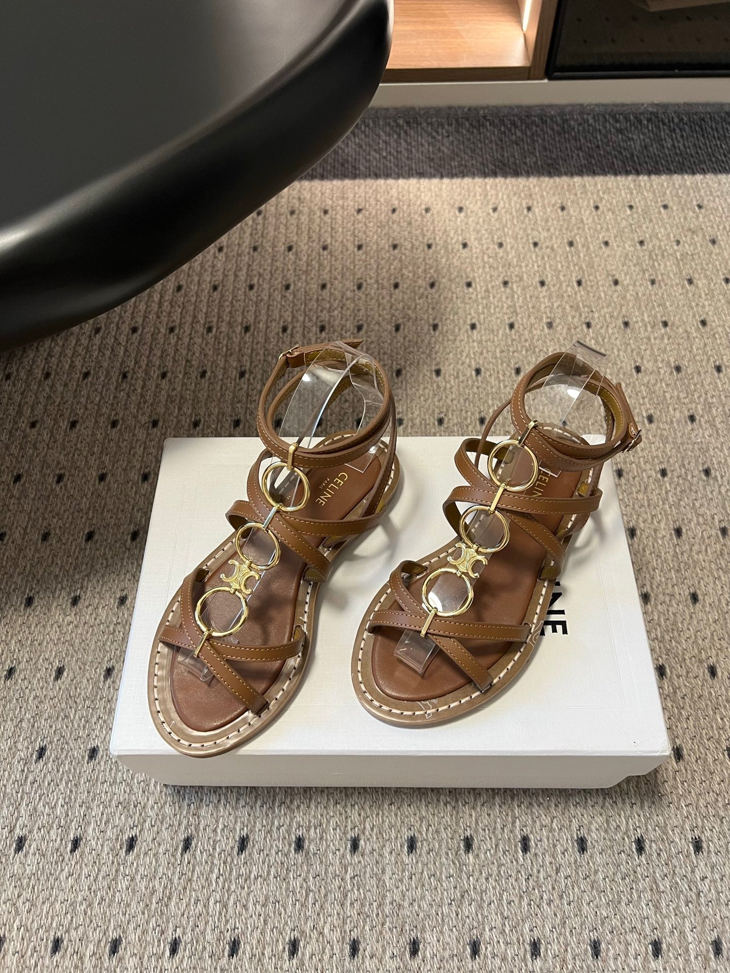 Celine 26ss Lympia Strappy Sandals Calfskin Leather