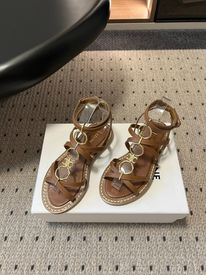 Celine 26ss Lympia Strappy Sandals Calfskin Leather