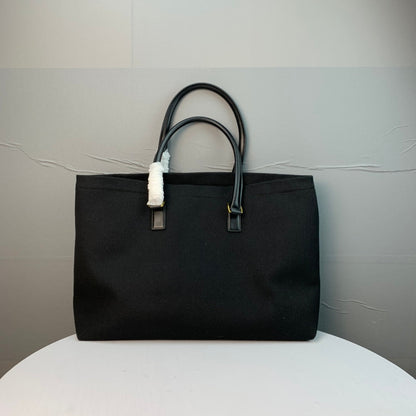 Celine Cabas Tote Black Canvas 142092