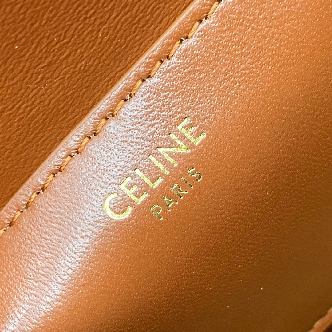 Celine Tabou Clutch on Strap Triomphe Black Brown Canvas & Calfskin