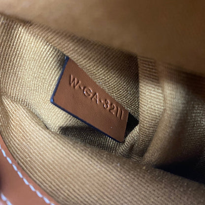 Celine Small Boston Bag Triomphe Beige Brown Canvas & Calfskin