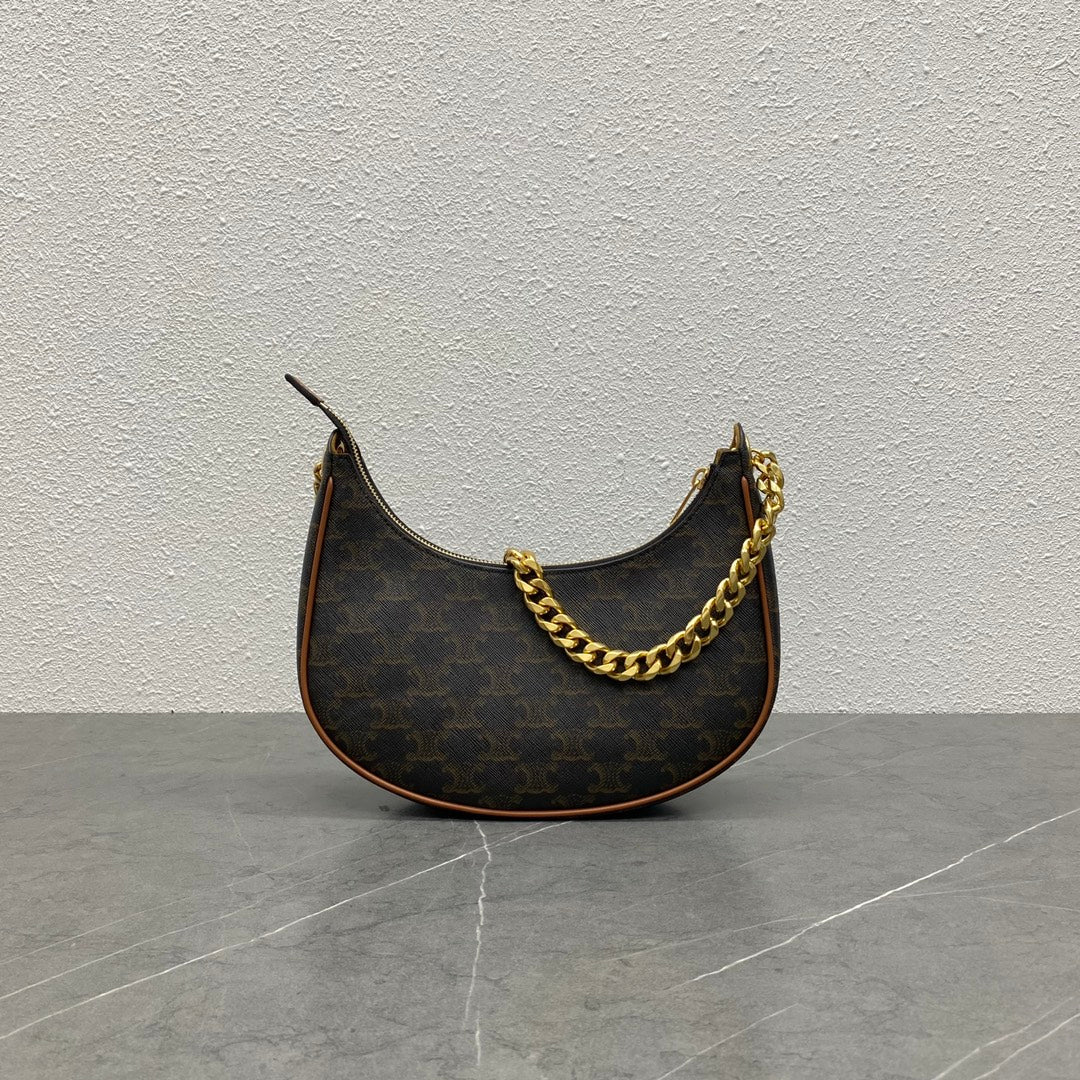 Celine Ava Bag Triomphe Black Brown Canvas & Calfskin