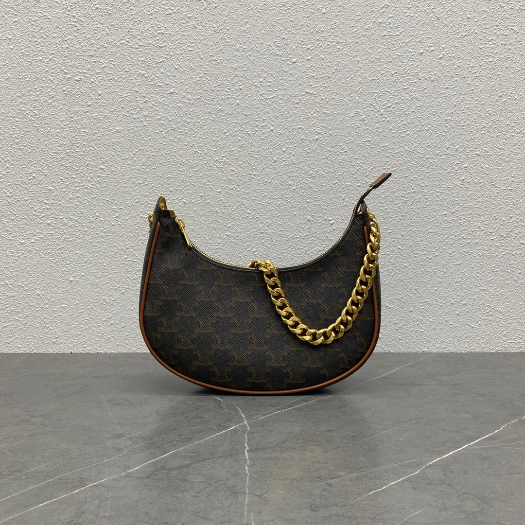 Celine Ava Bag Triomphe Black Brown Canvas & Calfskin