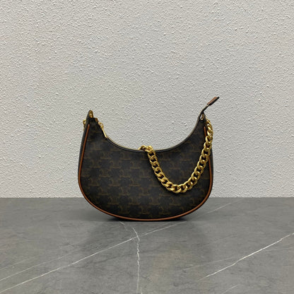 Celine Ava Bag Triomphe Black Brown Canvas & Calfskin