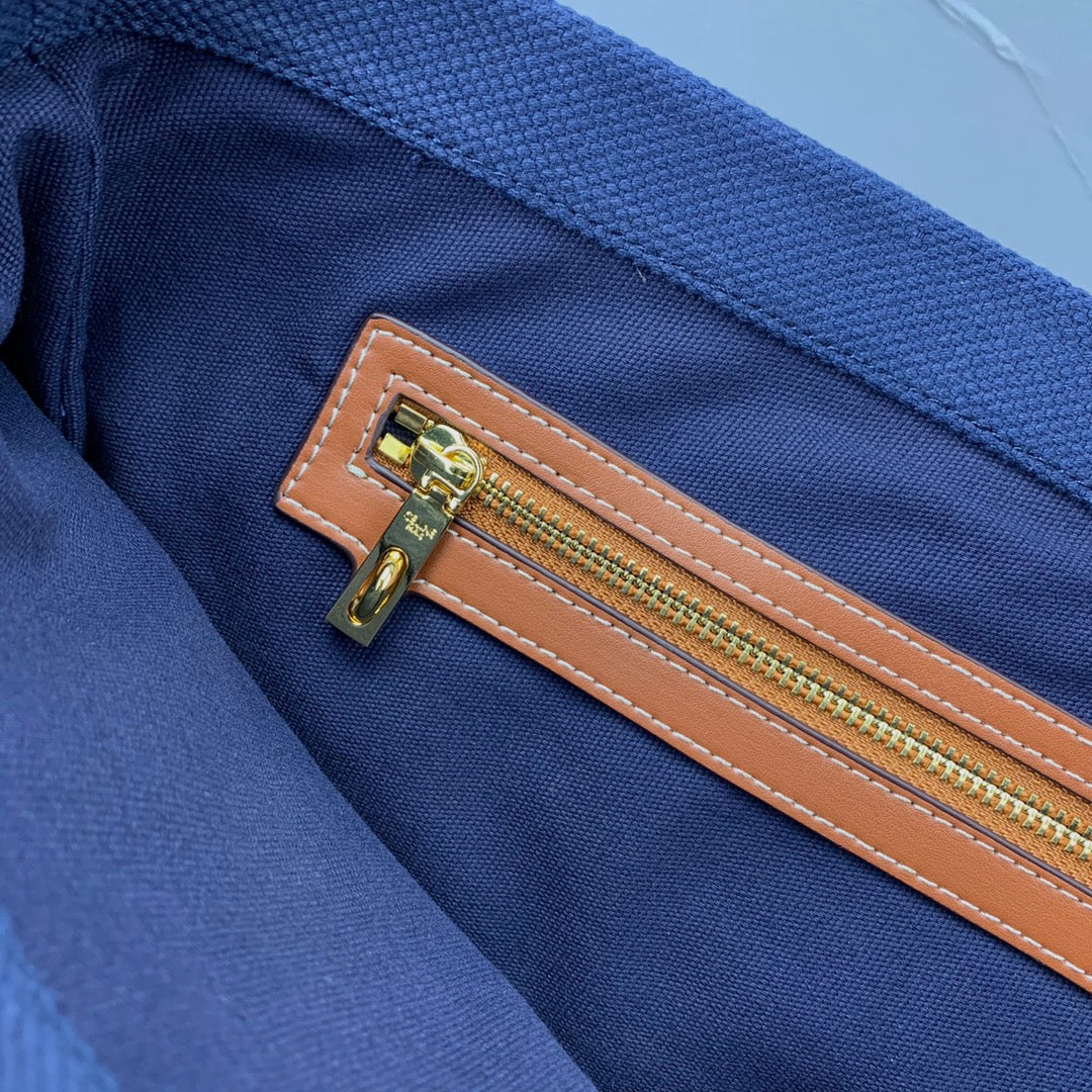 Celine Cabas Tote Navy Blue Canvas