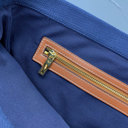 Celine Cabas Tote Navy Blue Canvas