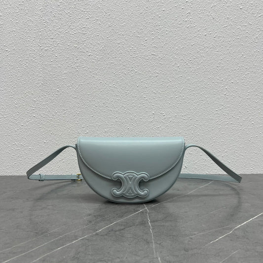 Celine Besace Cuir Bag Triomphe Grey-Blue Calfskin