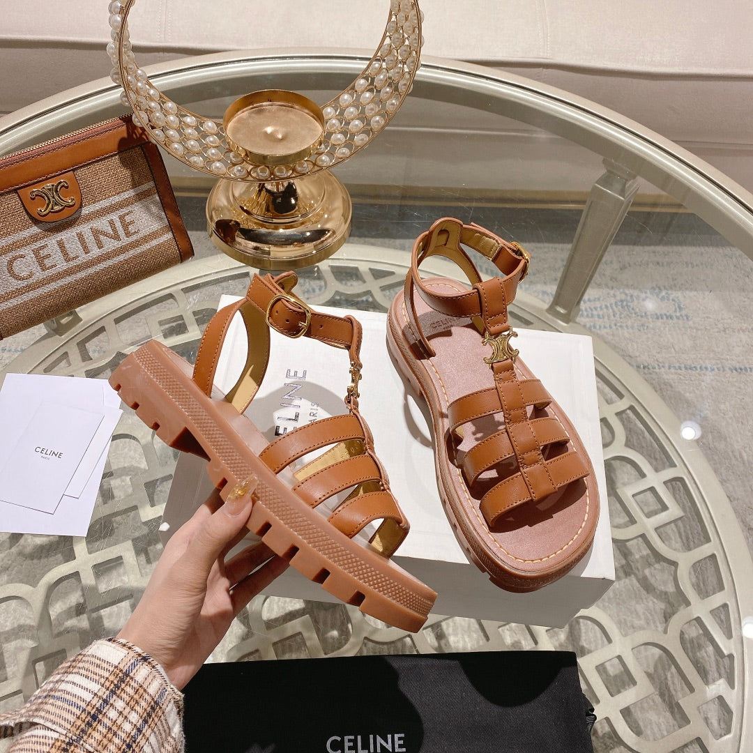 CL Clea Triomphe Gladiator Sandal 40mm Tan Calfskin 600377