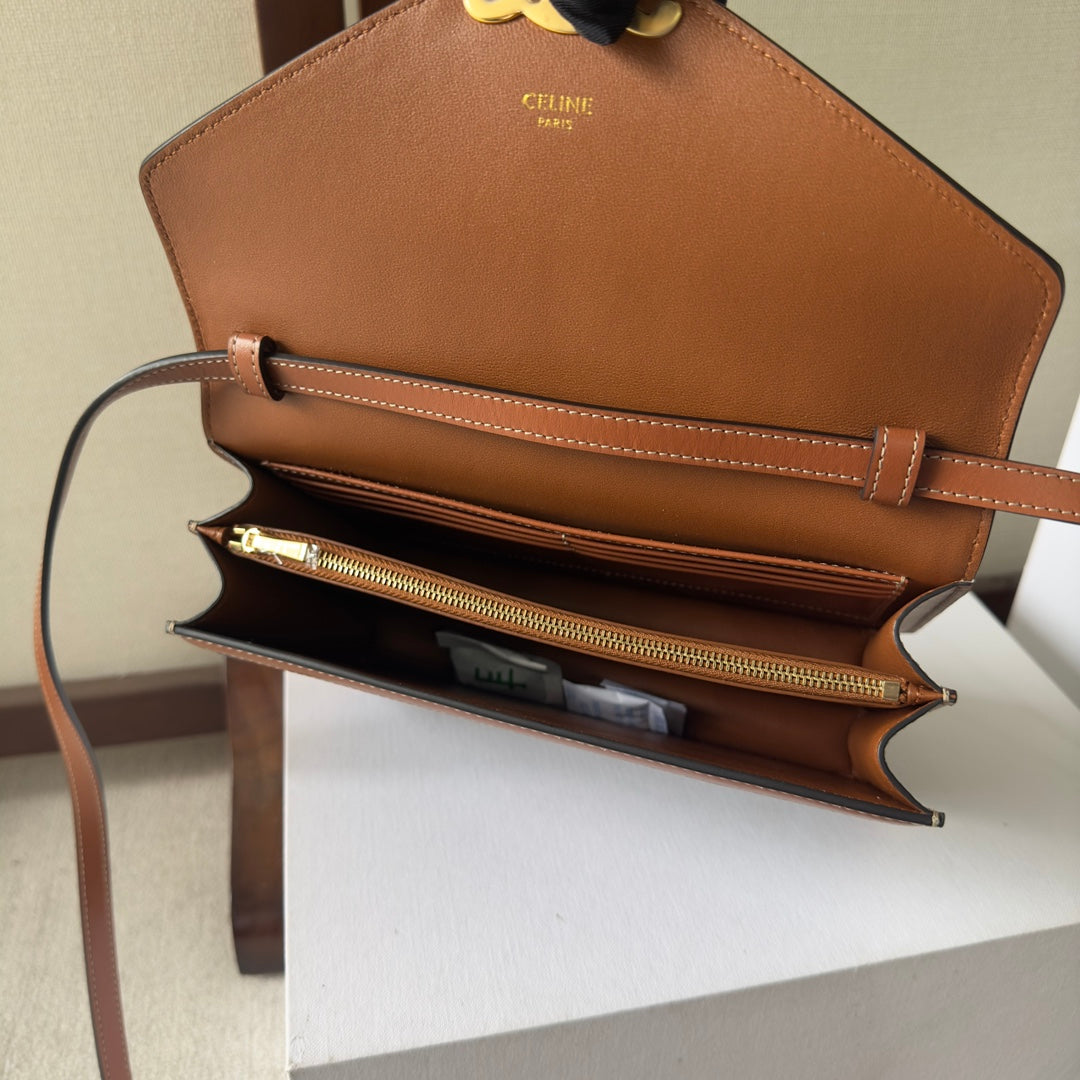 Celine Enveloppe Bag Brown Black Triomphe Canvas