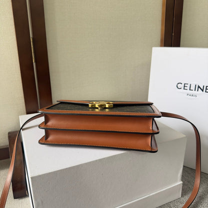 Celine Enveloppe Bag Brown Black Triomphe Canvas