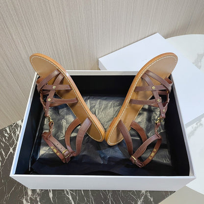 cl roman sandal brown calfskin