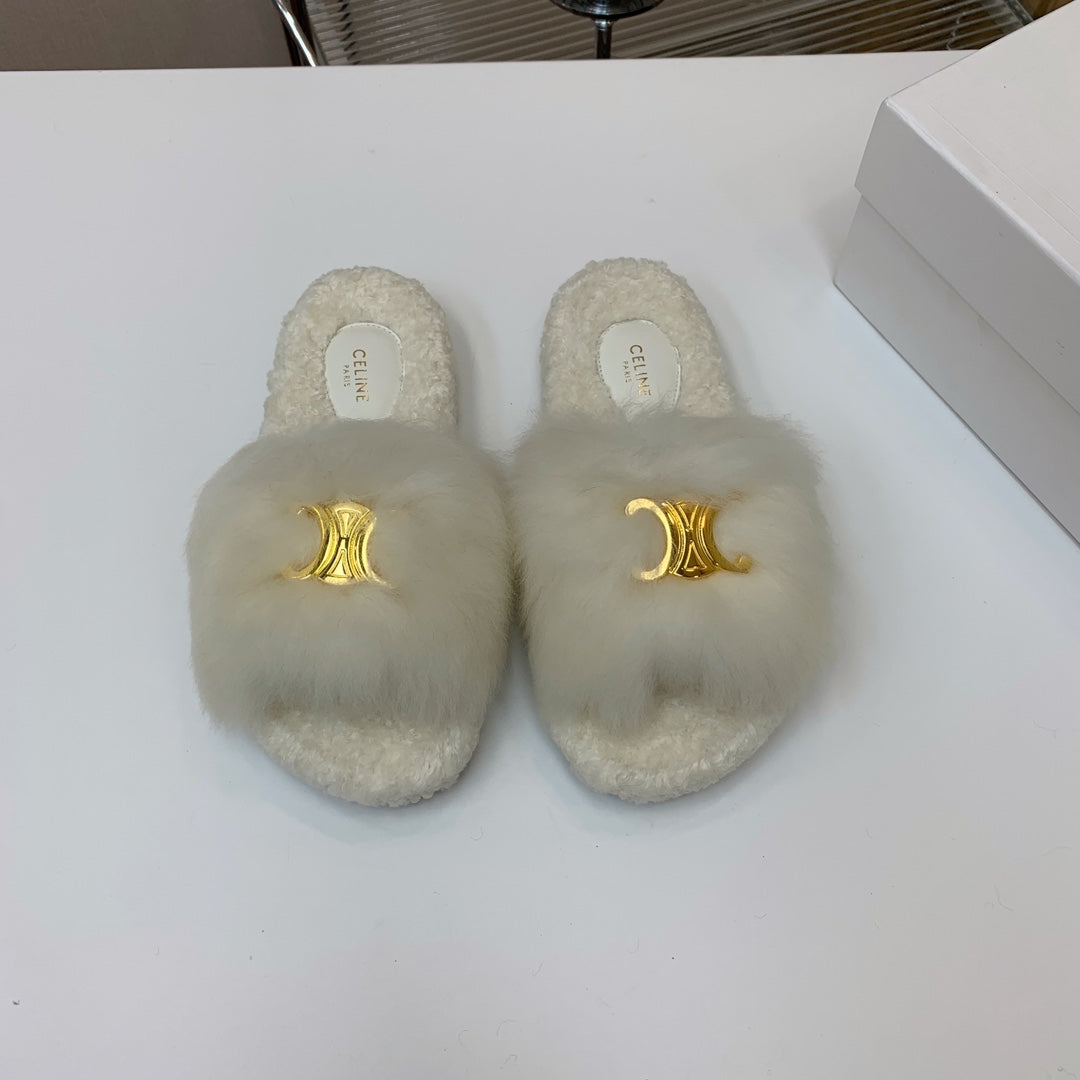 Celine 26s Sandals In White Wool