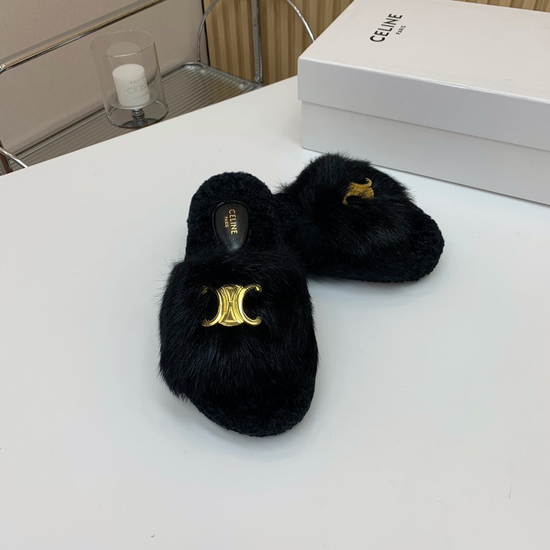 Celine 26s Sandals In Black Wool