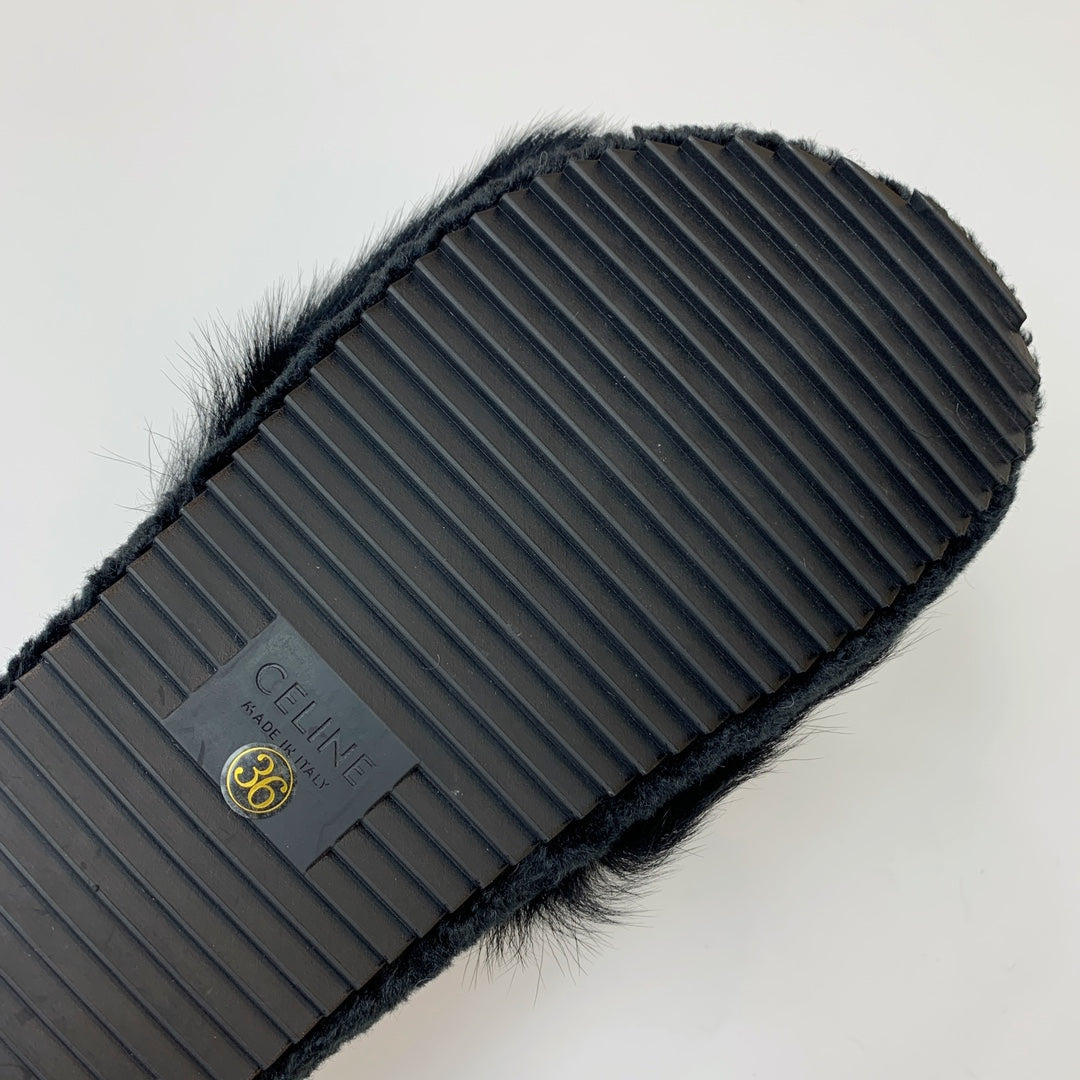 Celine 26s Sandals In Black Wool